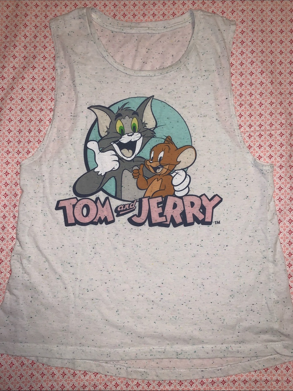 Tom & Jerry Speckled Graphic Tank Top XL